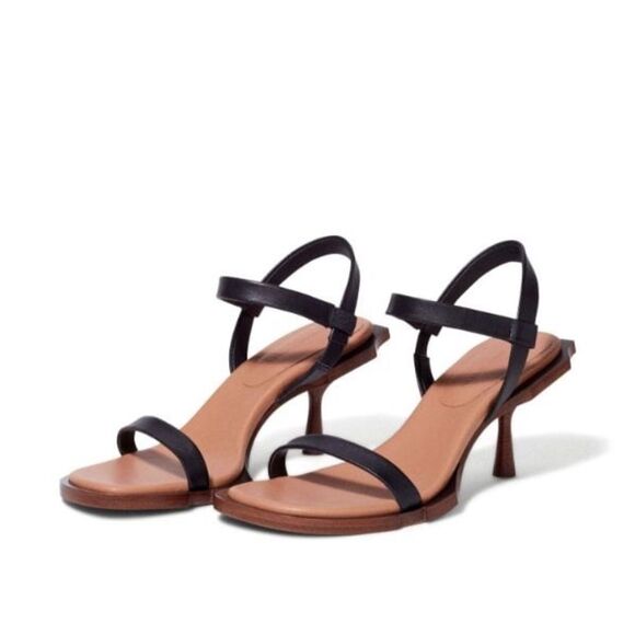 Simkhai Roma Heeled Leather Sandals, Black, New, Size 41